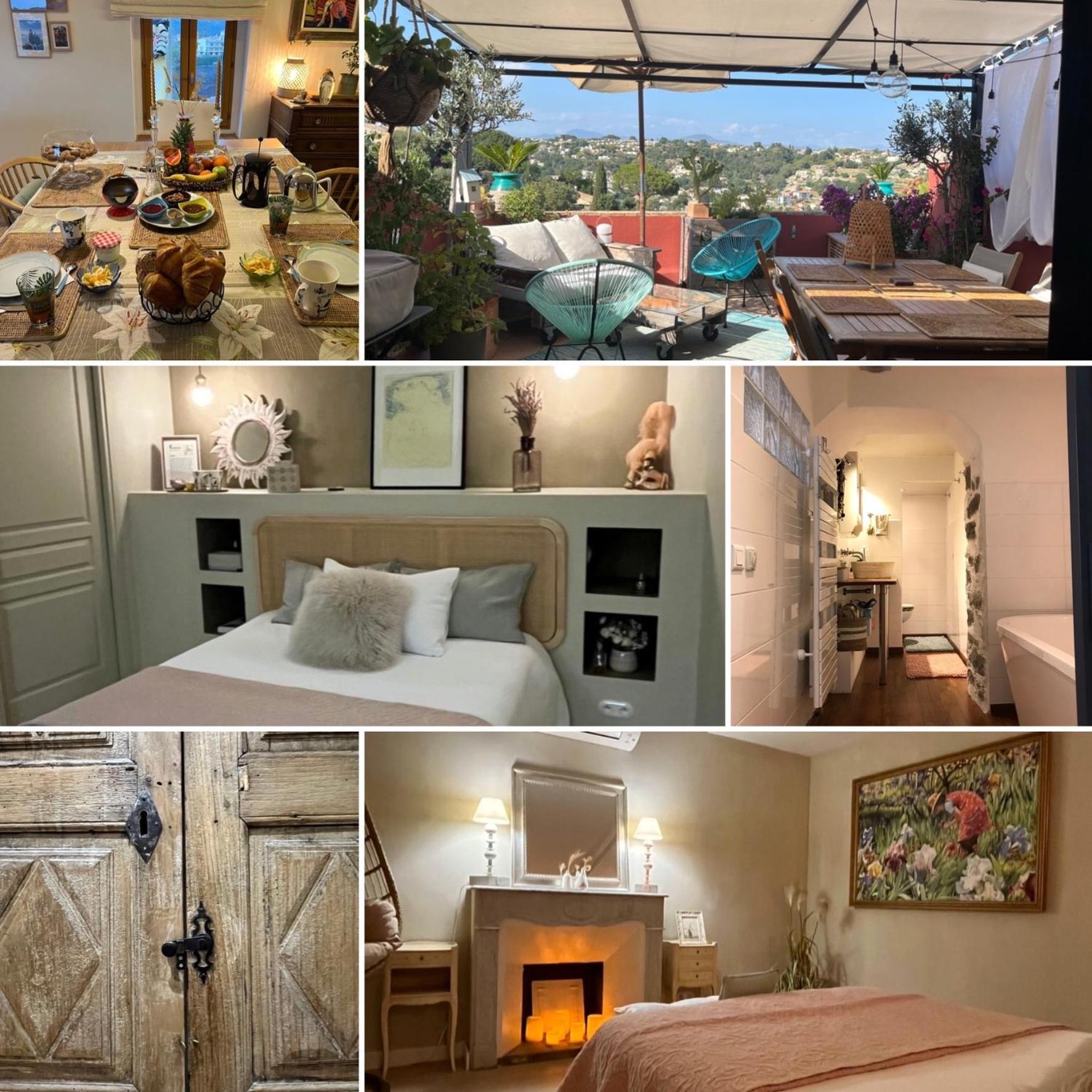 Apartament Bed & Breakfast Les Hauts De Cagnes Vue Mer Et Montagne Zewnętrze zdjęcie